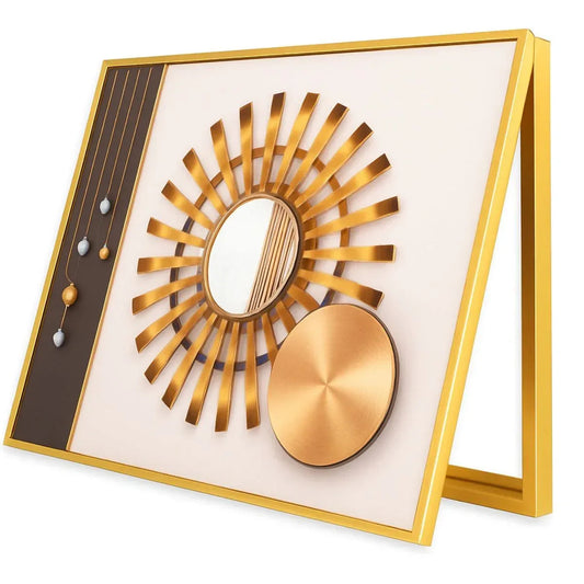 Capac tablou pentru contor electric, Naimeed D7249, mascare tablou electric, design modern si elegant, 50x60x3,8cm, rama aurie