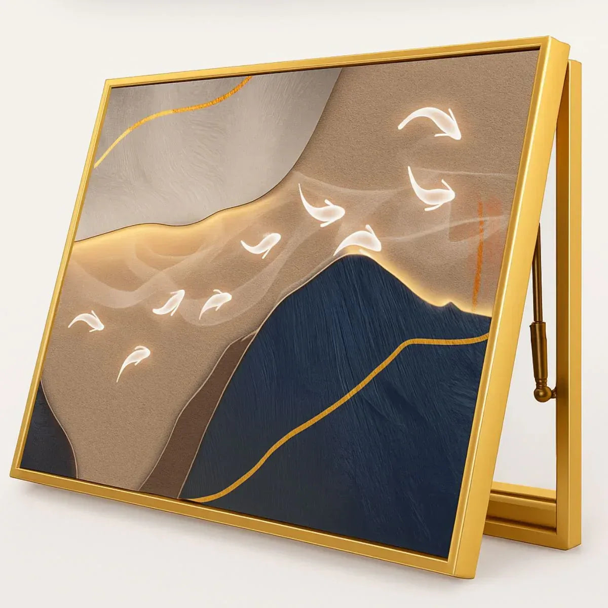 Capac tablou pentru contor electric, Naimeed D7261, mascare tablou electric, design modern si elegant, 40x50x4cm, rama aurie