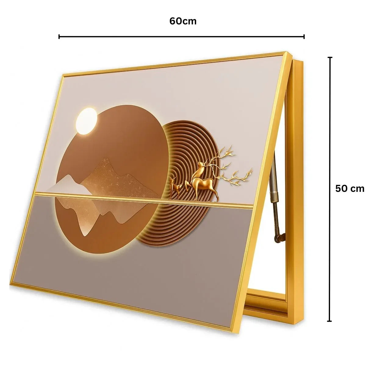 Capac tablou pentru contor electric, Naimeed D7279, mascare tablou electric, design modern si elegant, 50x60x4cm, rama aurie