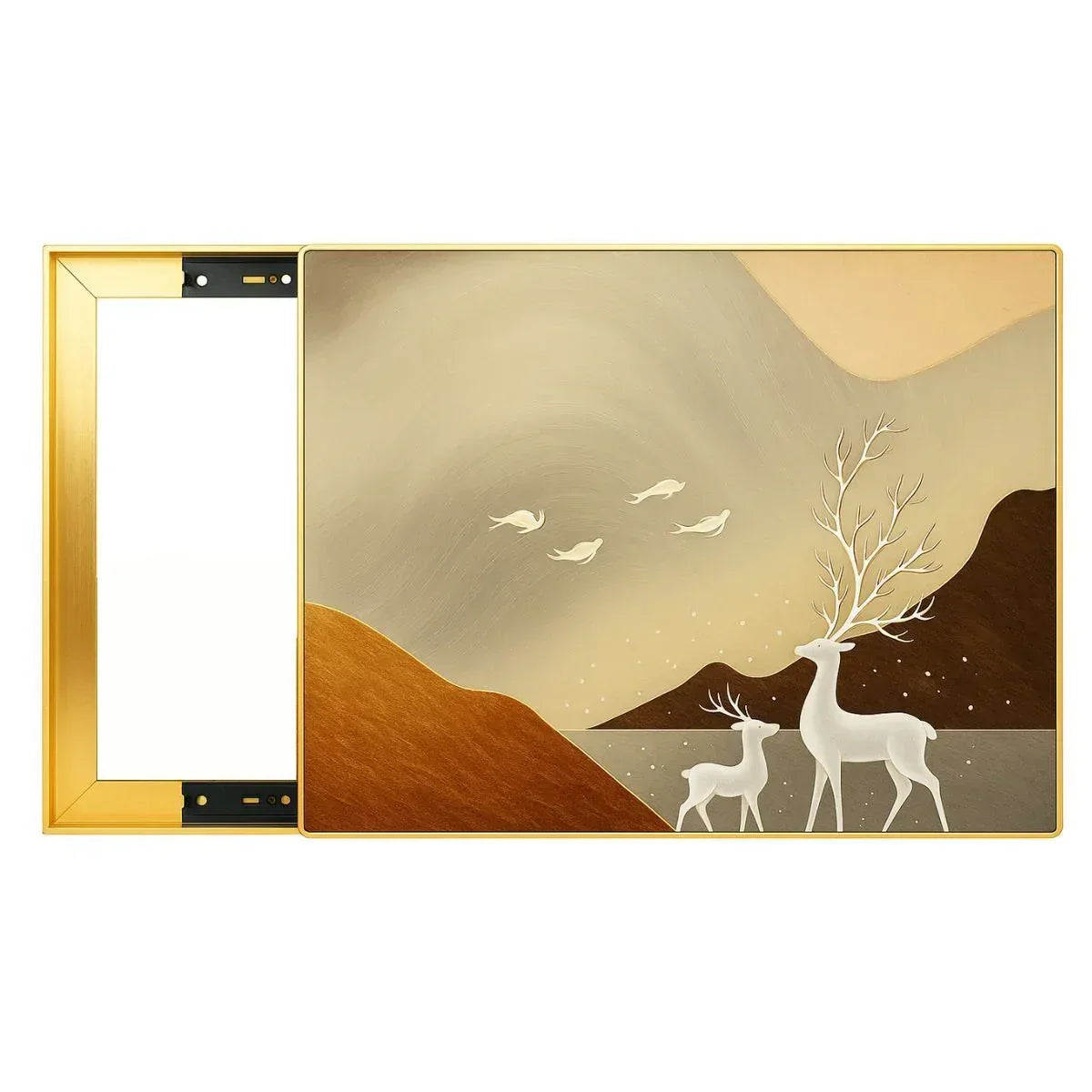 Capac tablou pentru contor electric, Naimeed D7302, mascare tablou electric, design modern si elegant, 50x60x2.8 cm, rama aurie