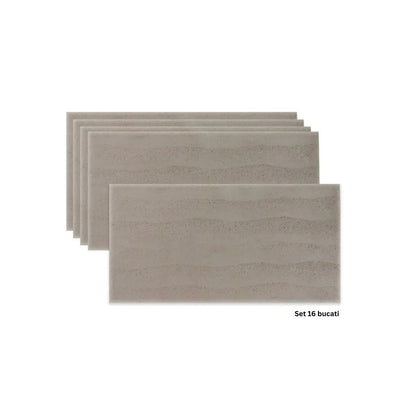 Set 16 panouri decorative din praf de piatra, Naimeed D7325, ignifuge, strat protector ceramic, rezistente la razele UV, 120x60x0.2 cm, maro deschis