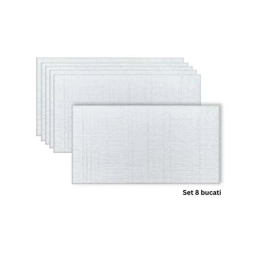 Set 8 panouri decorative din praf de piatra, Naimeed D7326, flexibile, ignifuge, strat protector ceramic, rezistente la razele UV, 120x60x0.2 cm, alb