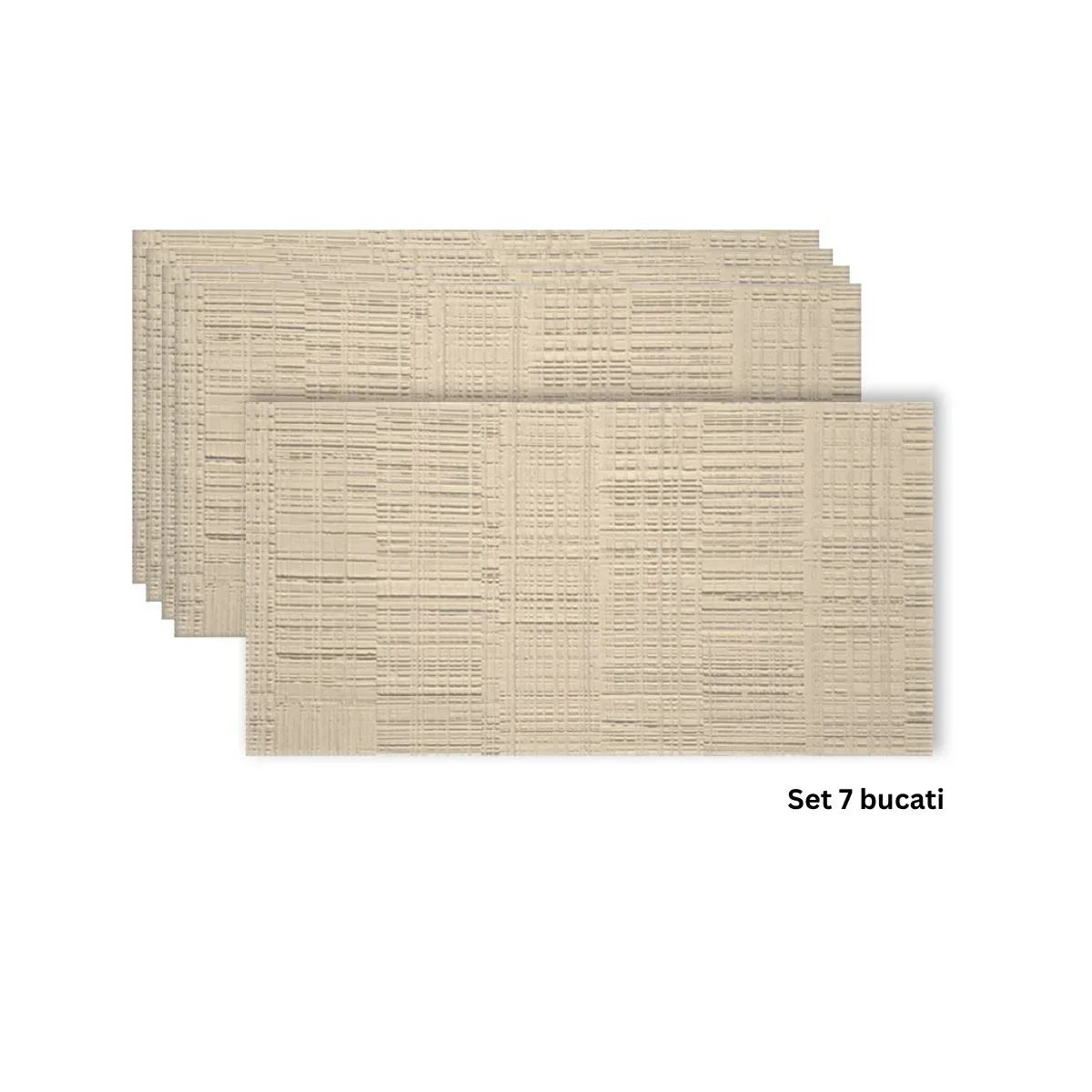 Set 7 panouri decorative din praf de piatra, Naimeed D7327, flexibile, ignifuge, strat protector ceramic, rezistente la razele UV, 120x60x0.2 cm, bej vanilie