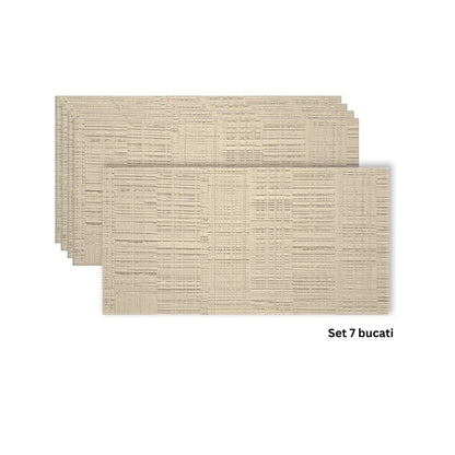 Set 7 panouri decorative din praf de piatra, Naimeed D7327, flexibile, ignifuge, strat protector ceramic, rezistente la razele UV, 120x60x0.2 cm, bej vanilie