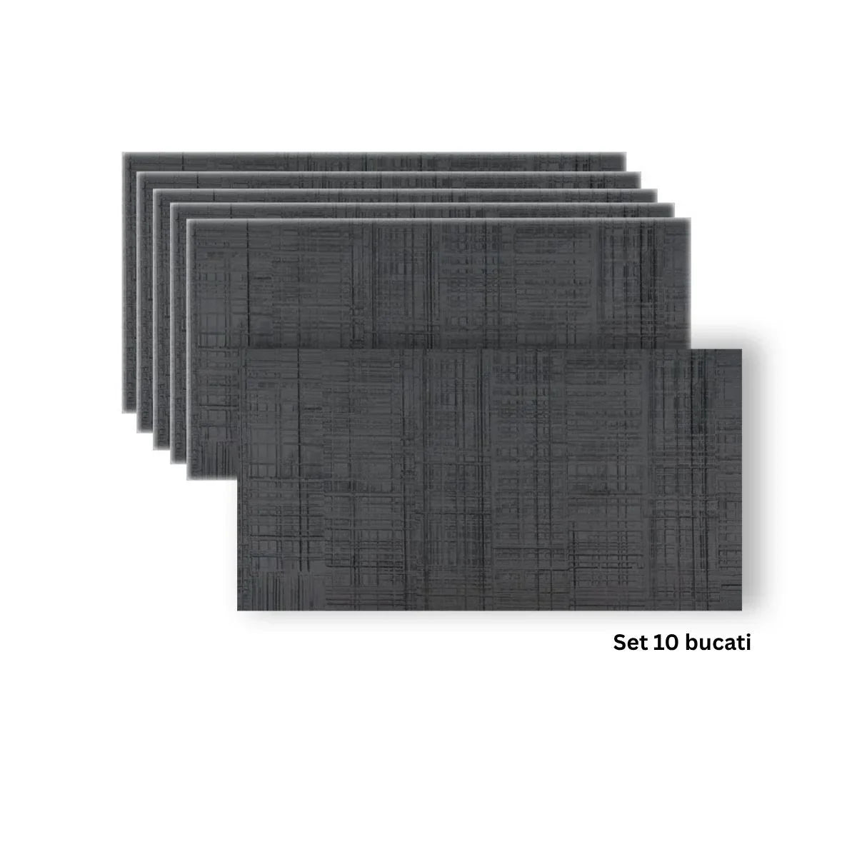 Set 10 panouri decorative din praf de piatra, Naimeed D7330, flexibile, ignifuge, strat protector ceramic, rezistente la razele UV, 120x60x0.2 cm, gri antracit