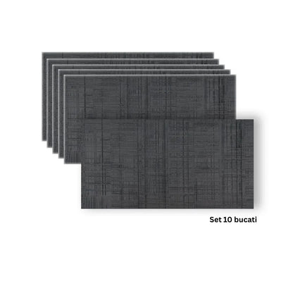 Set 10 panouri decorative din praf de piatra, Naimeed D7330, flexibile, ignifuge, strat protector ceramic, rezistente la razele UV, 120x60x0.2 cm, gri antracit