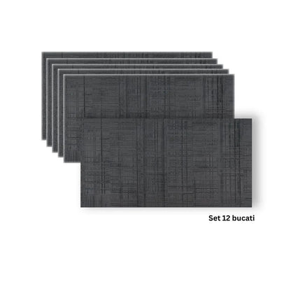 Set 12 panouri decorative din praf de piatra, Naimeed D7330, flexibile, ignifuge, strat protector ceramic, rezistente la razele UV, 120x60x0.2 cm, gri antracit