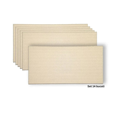 Set 14 panouri decorative din praf de piatra, Naimeed D7334, flexibile, ignifuge, strat protector ceramic, rezistente la razele UV, 120x60x0.2 cm, bej-galbui