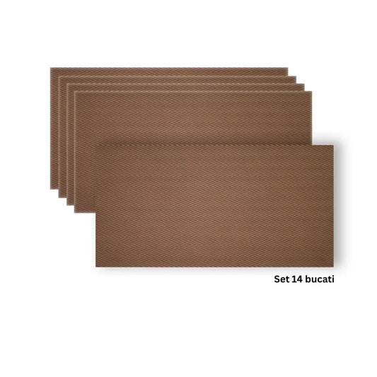 Set 14 panouri decorative din praf de piatra, Naimeed D7335, flexibile, ignifuge, strat protector ceramic, rezistente la razele UV, 120x60x0.2 cm, maro