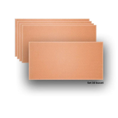 Set 16 panouri decorative din praf de piatra, Naimeed D7336, ignifuge, strat protector ceramic, rezistente la razele UV, 120x60x0.2 cm, portocaliu