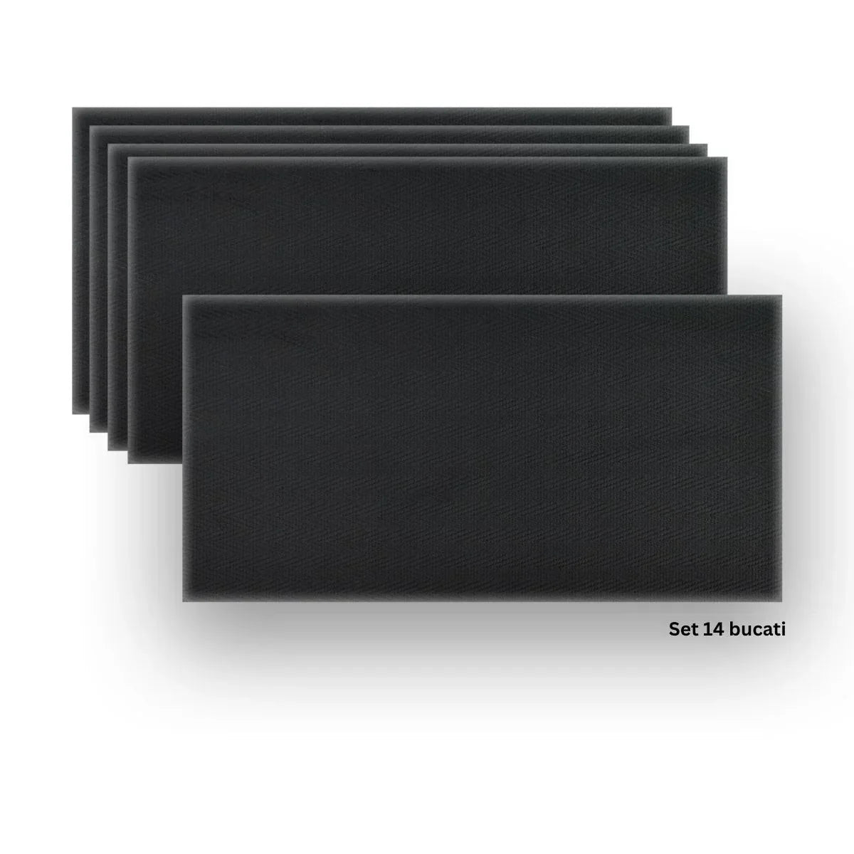 Set 14 panouri decorative din praf de piatra, Naimeed D7338, flexibile, ignifuge, strat protector ceramic, rezistente la razele UV, 120x60x0.2 cm, negru