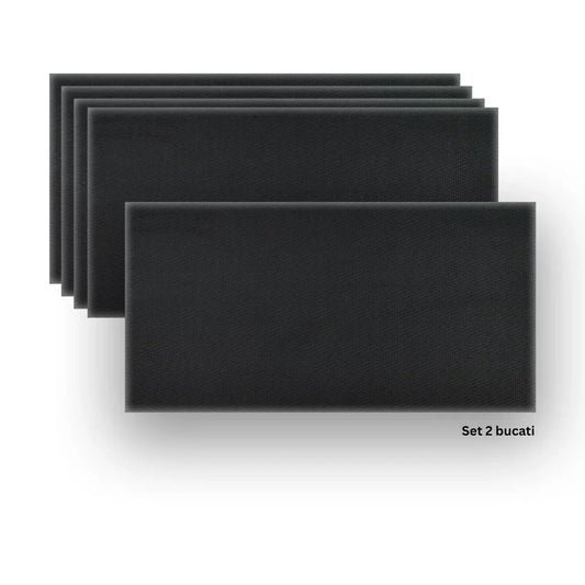 Set 2 panouri decorative din praf de piatra, Naimeed D7338, flexibile, ignifuge, strat protector ceramic, rezistente la razele UV, 120x60x0.2 cm, negru