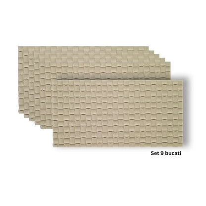 Set 9 panouri decorative din praf de piatra, Naimeed D7340, flexibile, ignifuge, strat protector ceramic, rezistente la razele UV, 120x60x0.2 cm, bej galbui