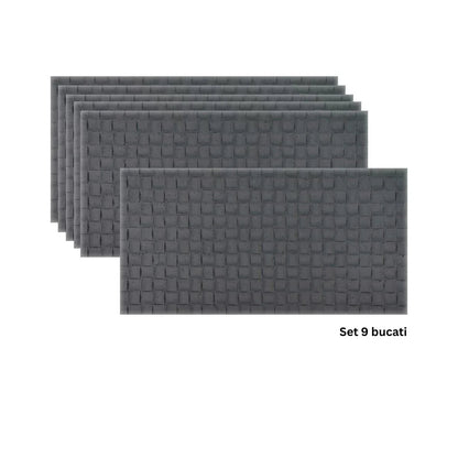 Set 9 panouri decorative din praf de piatra, Naimeed D7343, flexibile, ignifuge, strat protector ceramic, rezistente la razele UV, 120x60x0.2 cm, gri inchis