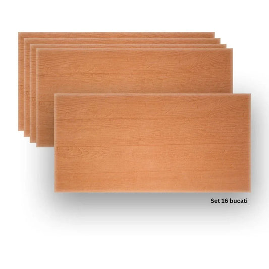 Set 16 panouri decorative din praf de piatra, Naimeed D7349, ignifuge, strat protector ceramic, rezistente la razele UV, 120x60x0.2 cm, portocaliu