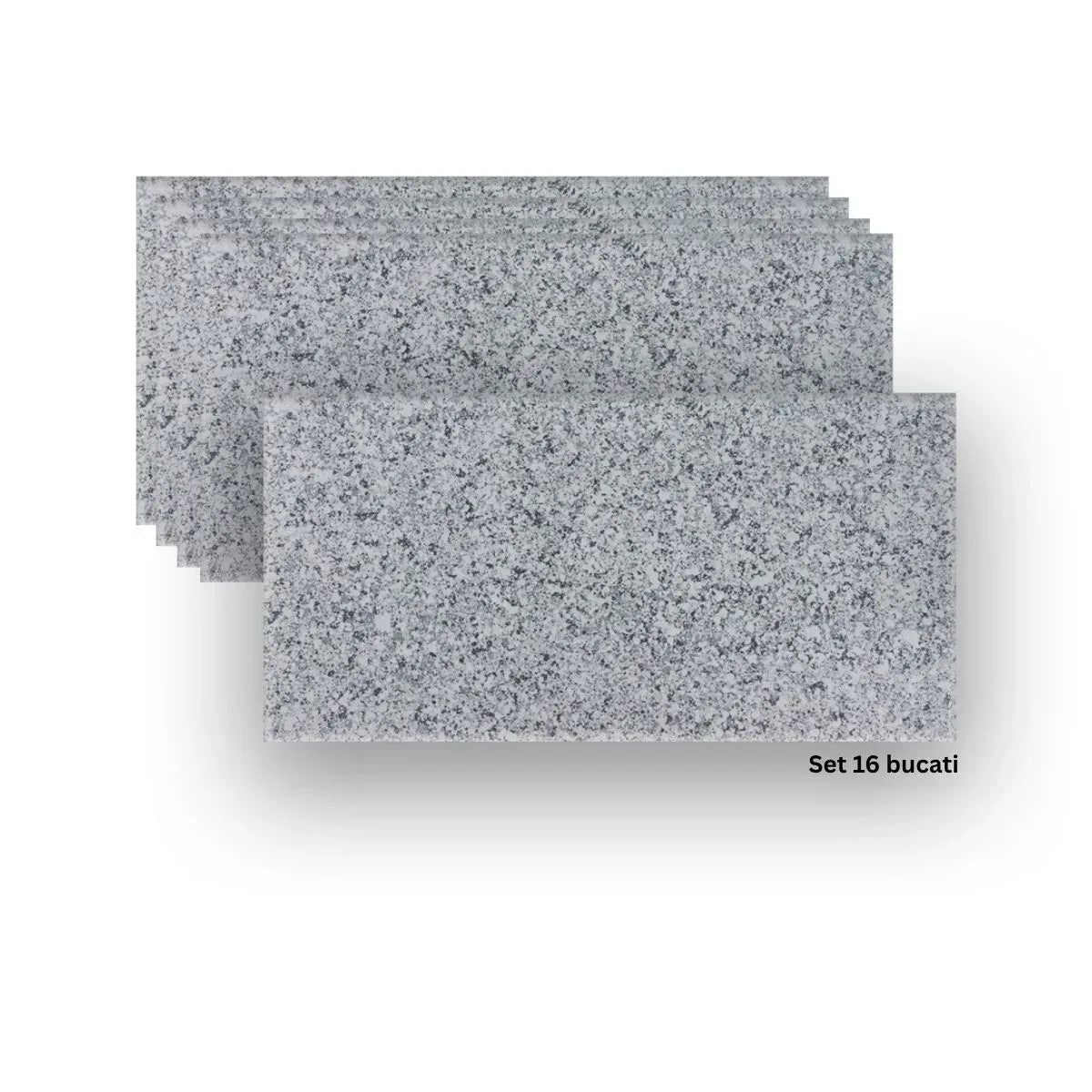 Set 16 panouri decorative din praf de piatra, Naimeed D7353, ignifuge, strat protector ceramic, rezistente la razele UV, 120x60x0.2 cm, gri granit