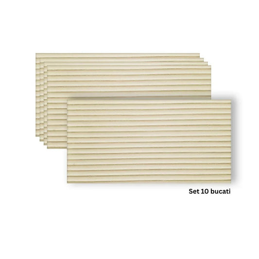Set 10 panouri decorative din praf de piatra, Naimeed D7360, flexibile, ignifuge, strat protector ceramic, rezistente la razele UV, 120x60x0.2 cm, bej galbui