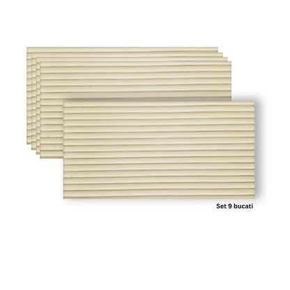 Set 9 panouri decorative din praf de piatra, Naimeed D7360, flexibile, ignifuge, rezistente la razele UV, 120x60x0.2 cm, bej galbui
