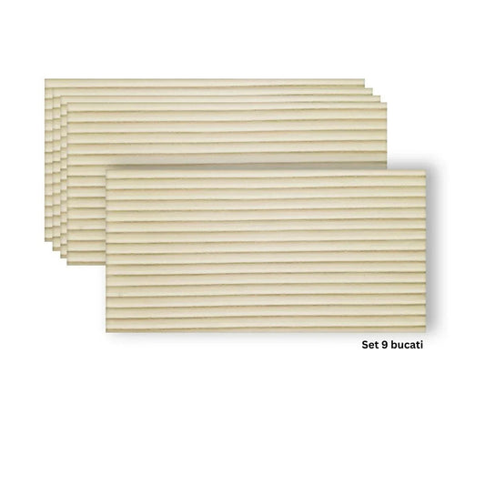 Set 9 panouri decorative din praf de piatra, Naimeed D7360, flexibile, ignifuge, rezistente la razele UV, 120x60x0.2 cm, bej galbui