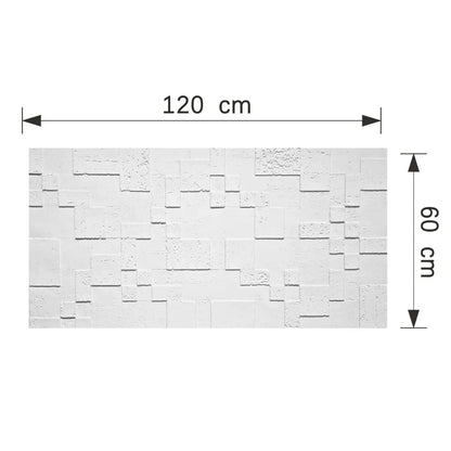 Set 12 panouri decorative din praf de piatra, Naimeed D7362, flexibile, ignifuge, strat protector ceramic, rezistente la razele UV, 120x60x0.2 cm, alb