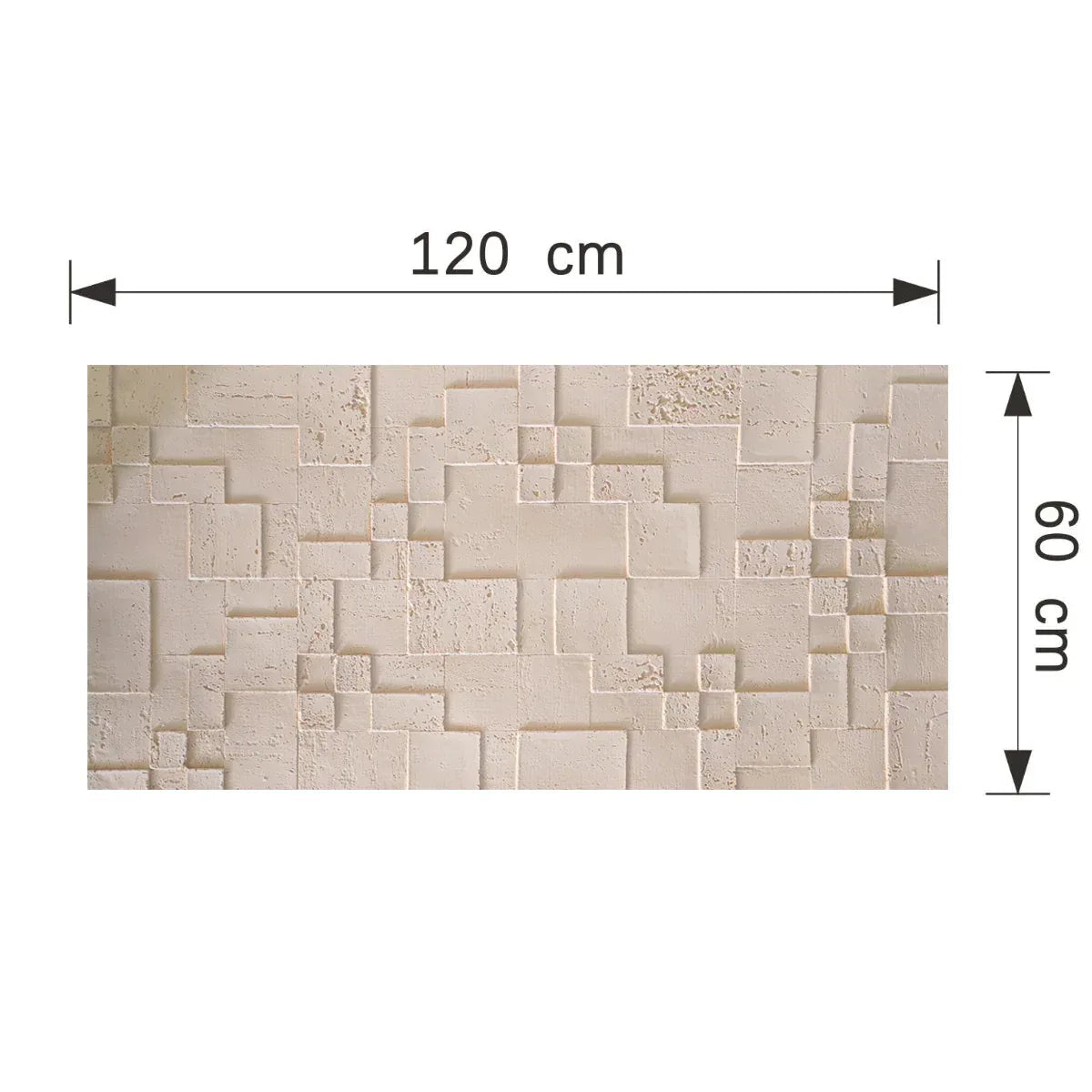 Set 10 panouri decorative din praf de piatra, Naimeed D7363, flexibile, ignifuge, strat protector ceramic, rezistente la razele UV, 120x60x0.2 cm, crem deschis