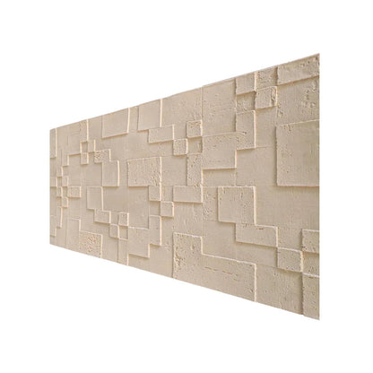 Set 10 panouri decorative din praf de piatra, Naimeed D7363, flexibile, ignifuge, strat protector ceramic, rezistente la razele UV, 120x60x0.2 cm, crem deschis