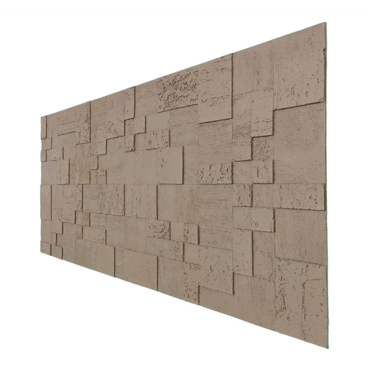 Set 10 panouri decorative din praf de piatra, Naimeed D7364, flexibile, ignifuge, strat protector ceramic, rezistente la razele UV, 120x60x0.2 cm, maro deschis