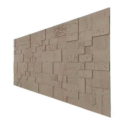 Set 10 panouri decorative din praf de piatra, Naimeed D7364, flexibile, ignifuge, strat protector ceramic, rezistente la razele UV, 120x60x0.2 cm, maro deschis