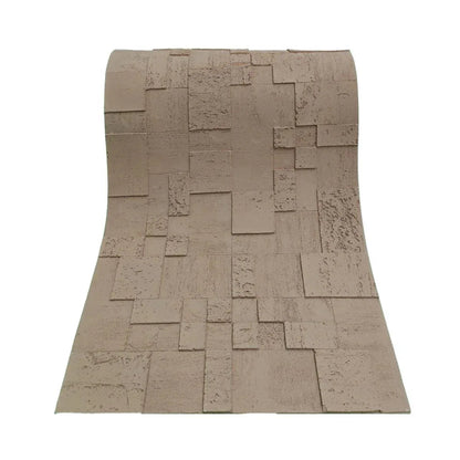 Set 10 panouri decorative din praf de piatra, Naimeed D7364, flexibile, ignifuge, strat protector ceramic, rezistente la razele UV, 120x60x0.2 cm, maro deschis