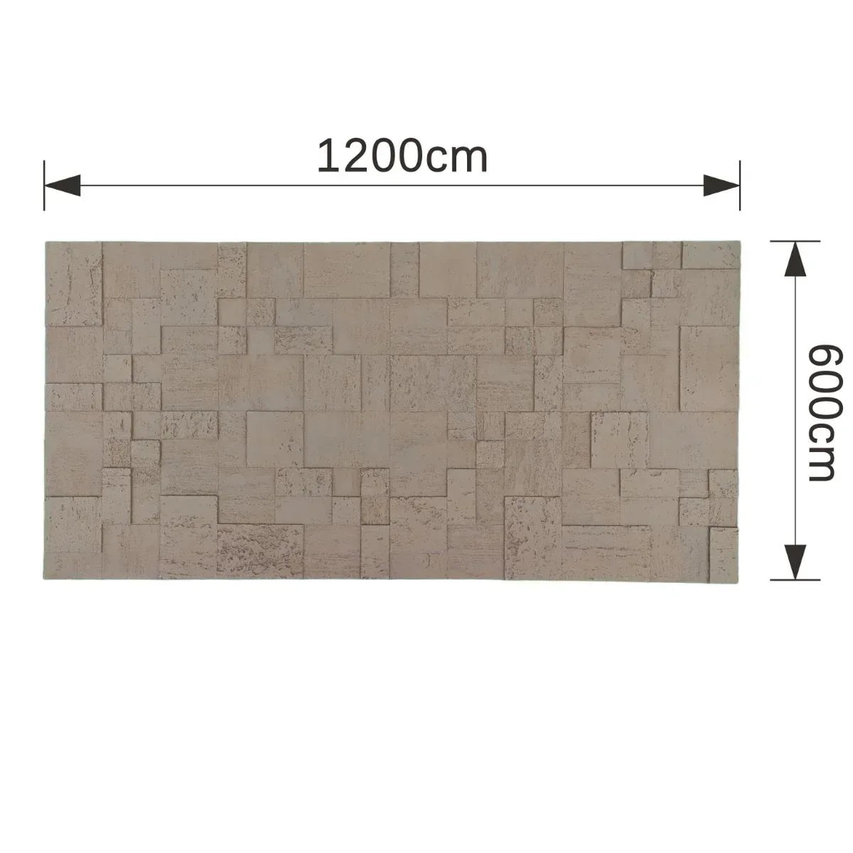 Set 10 panouri decorative din praf de piatra, Naimeed D7364, flexibile, ignifuge, strat protector ceramic, rezistente la razele UV, 120x60x0.2 cm, maro deschis