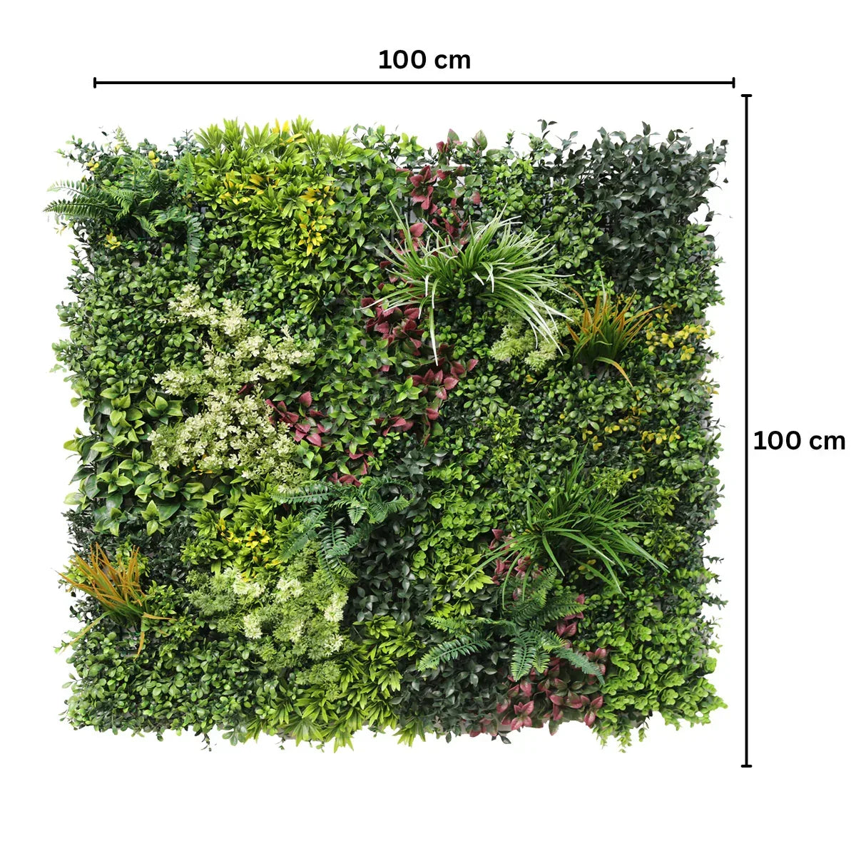 Panou din plante artificiale,cu frunze, Naimeed D7431, Multicolor, 100x100 cm