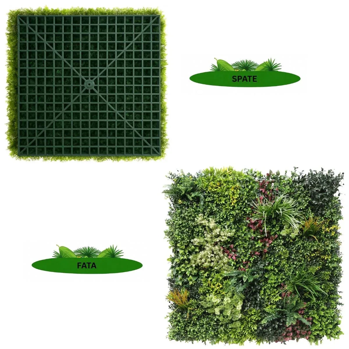Panou din plante artificiale,cu frunze, Naimeed D7431, Multicolor, 100x100 cm