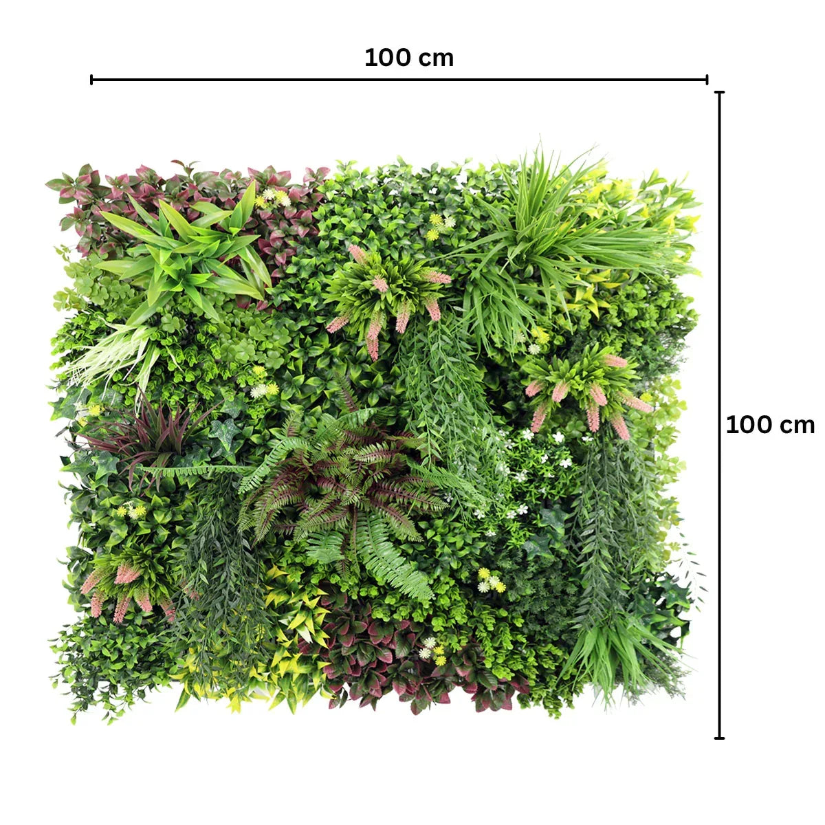 Panou din plante artificiale,cu frunze, Naimeed D7435, Multicolor, 100x100 cm