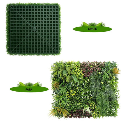 Panou din plante artificiale,cu frunze, Naimeed D7436, Multicolor, 100x100 cm