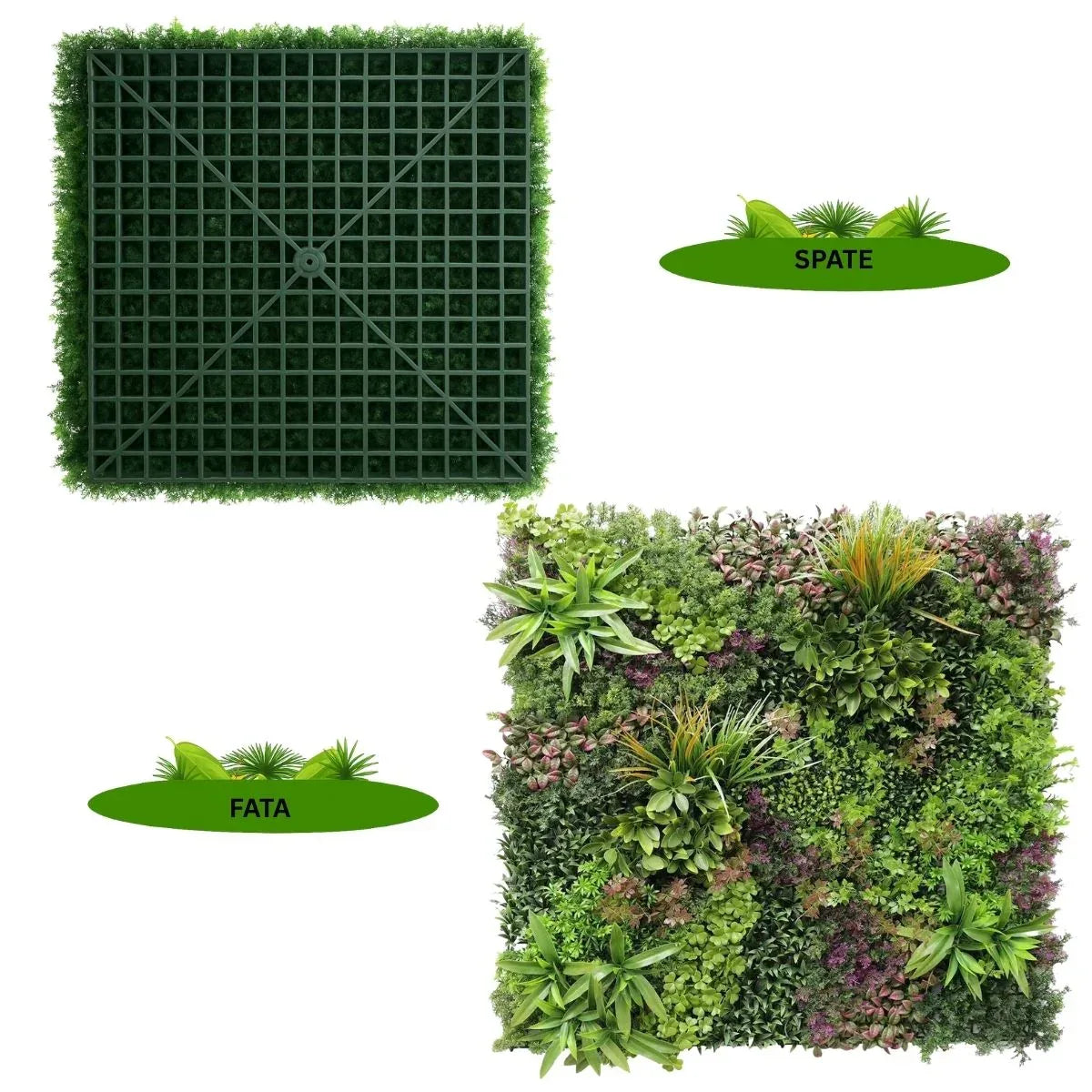 Panou din plante artificiale,cu frunze, Naimeed D7437, Multicolor, 100x100 cm