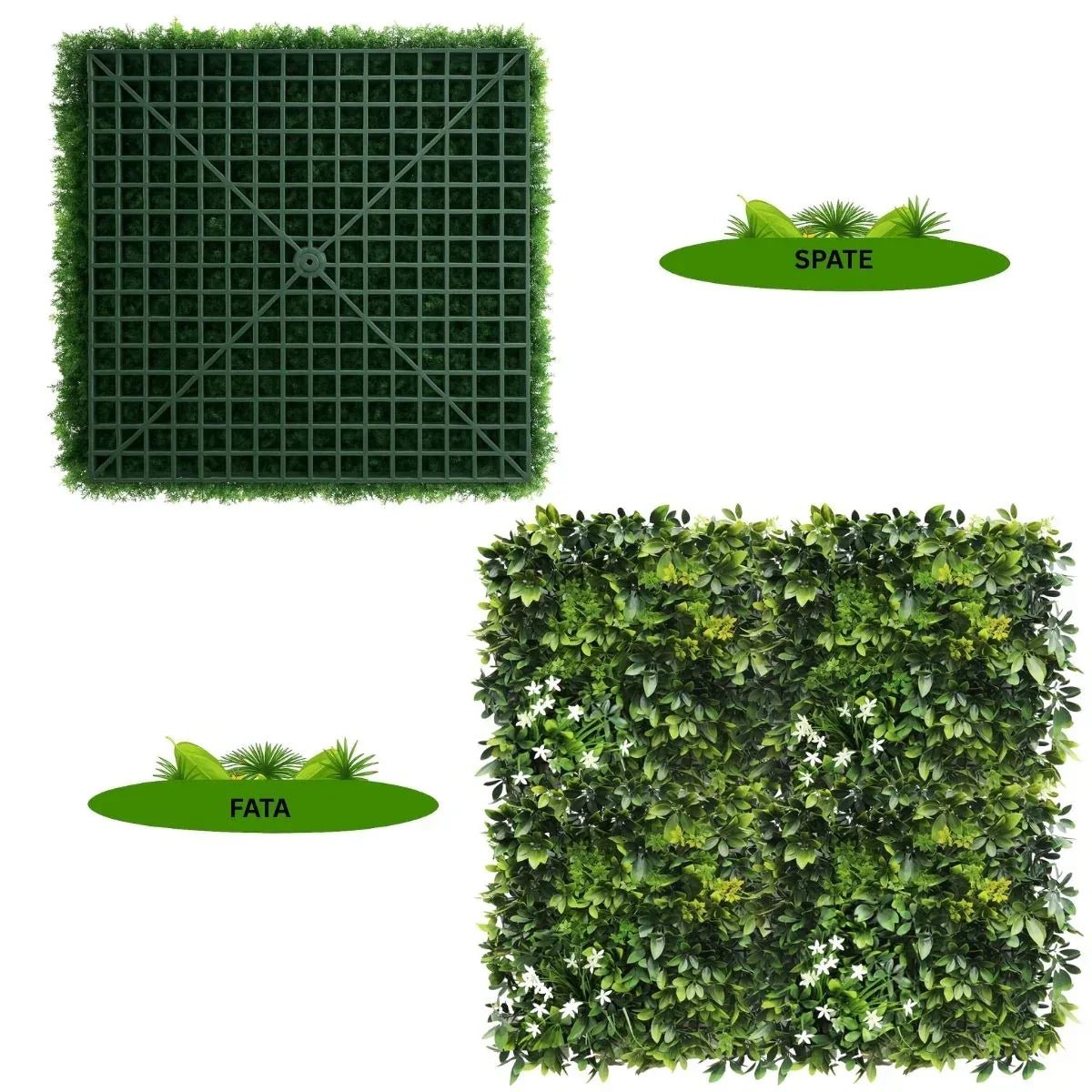 Panou din plante artificiale,cu frunze, Naimeed D7440, Verde, 100x100 cm
