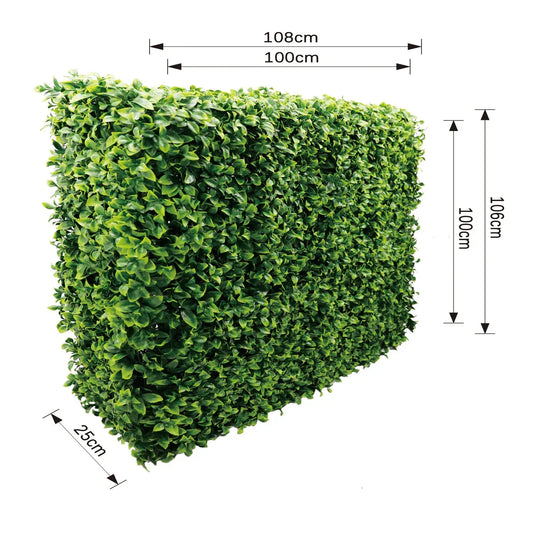 Gard din plante artificiale/ imitatie gard viu, cu structura din metal, Naimeed D7456, dimensiuni 108x106x25cm