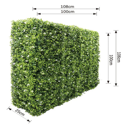 Gard din plante artificiale/ imitatie gard viu, cu structura din metal, Naimeed D7459, dimensiuni 108x106x25cm