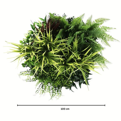 Aranjament decorativ, de perete, cu ramă din aluminiu și plante artificiale Naimeed D7467, diametru 50 cm