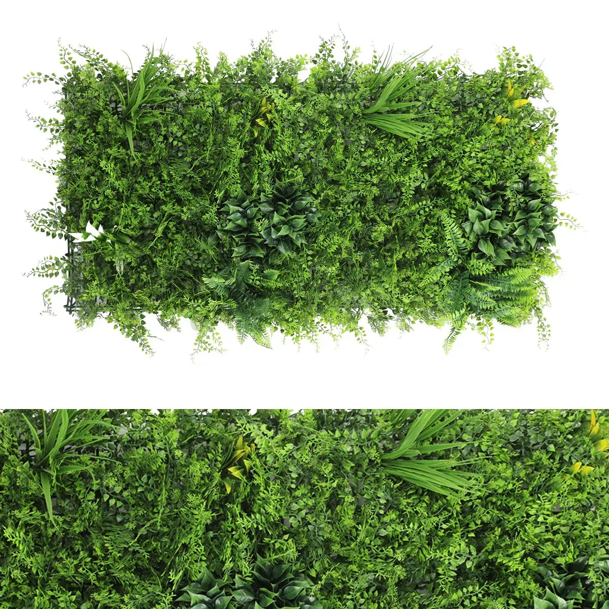 Aranjament decorativ, de perete, cu ramă din aluminiu și plante artificiale Naimeed D7469, Dimensiuni 50x100 cm