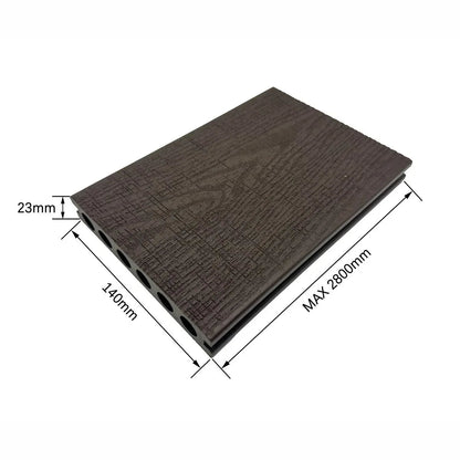 Pardoseala decking terasa din compozit WPC, Naimeed D7488, rezistenta sporita, 280x14x2.5cm, Maro ciocolatiu