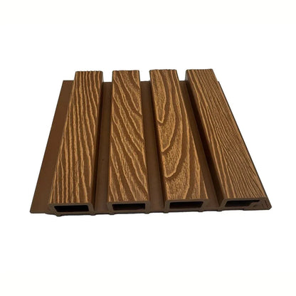 Lambriu decorativ WPC, reliefat, pentru exterior, montaj rapid, rezistenta ridicata, Naimeed D7492, 280x22x2.6cm, Tec