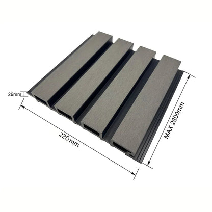 Lambriu decorativ WPC, reliefat, pentru exterior, montaj rapid, rezistenta ridicata, Naimeed D7494, 280x22x2.6cm, Stejar gri