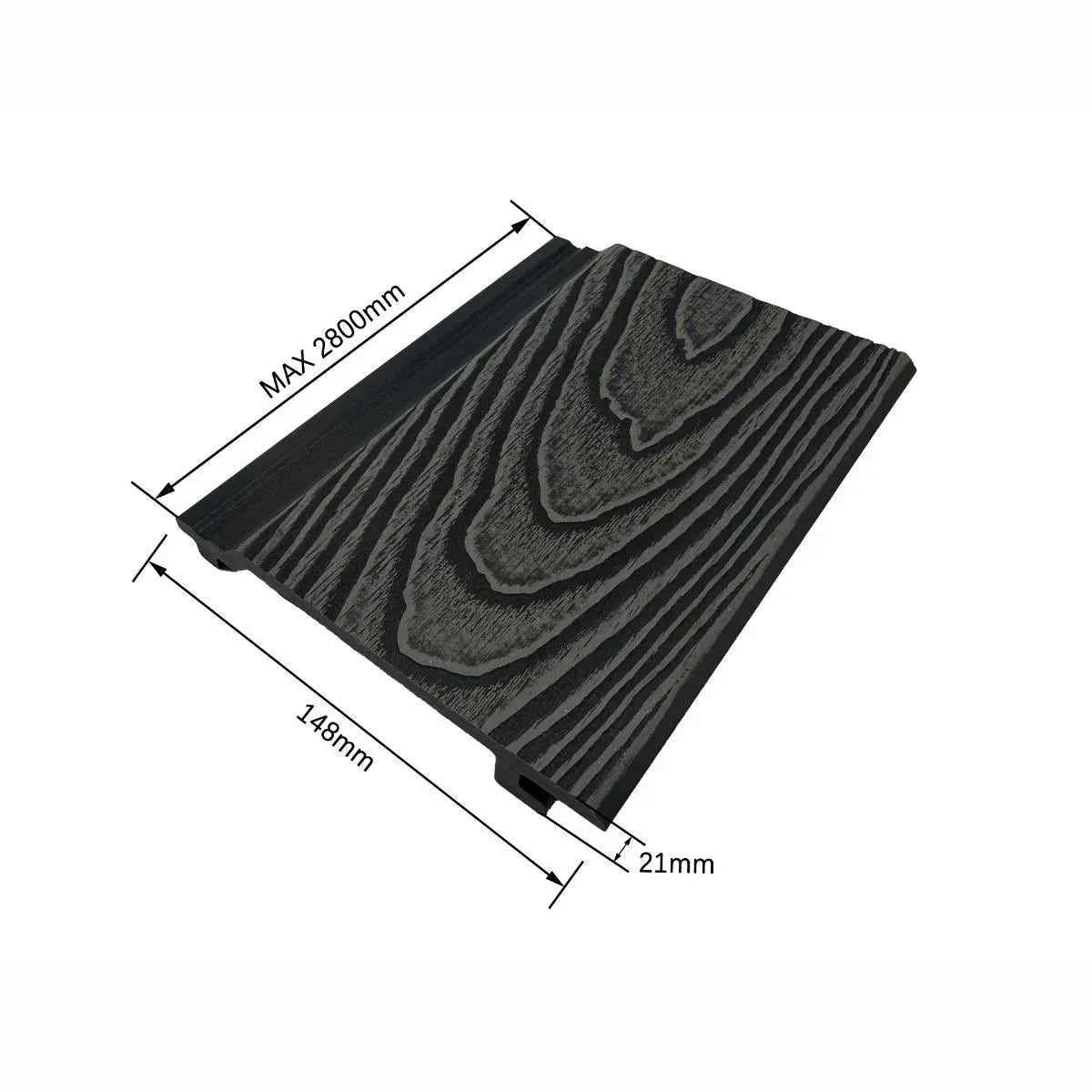 Lambriu decorativ riflaj WPC, pentru exterior, montaj rapid, rezistenta ridicata, Naimeed D7497, 280x14.8x2.1cm, Stejar gri
