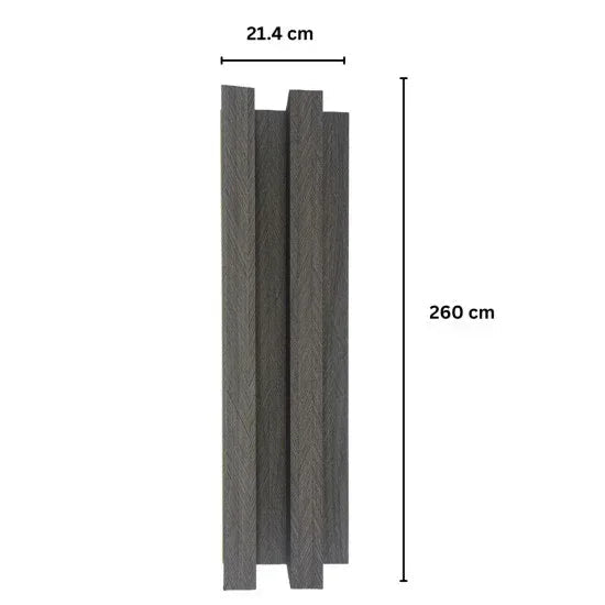 Panou decorativ riflaj WPC, montaj rapid, rezistenta ridicata, Naimeed D7518, 260x21.4x6cm, gri