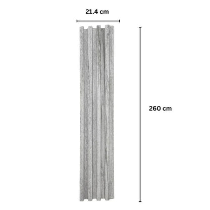Panou decorativ riflaj WPC, montaj rapid, rezistenta ridicata, Naimeed D7527, 260x16.8x2.3cm, gri