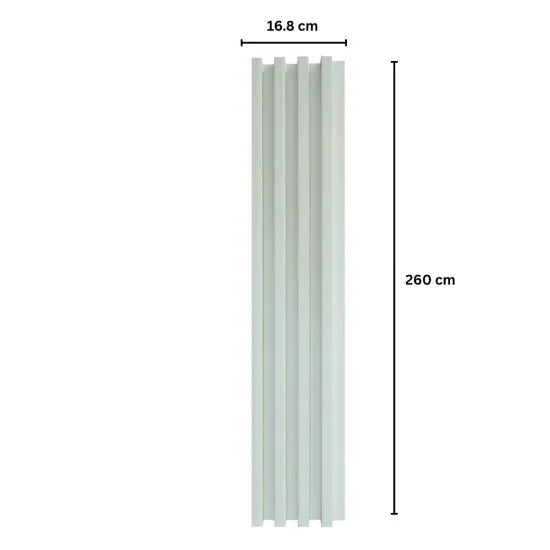 Panou decorativ riflaj WPC, montaj rapid, rezistenta ridicata, Naimeed D7534, 260x16.8x2.3cm, alb