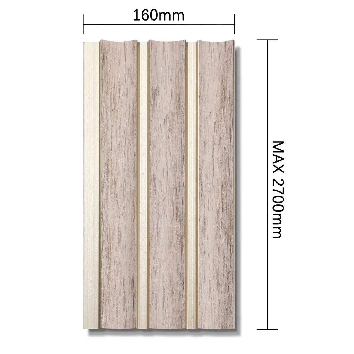 Panou decorativ, riflaj, polimer rigid, Naimeed D7622, Dimensiuni 270x16x1.2cm, Bej