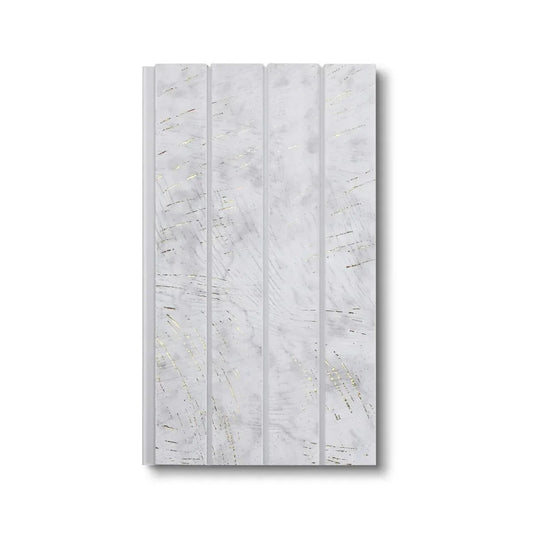 Panou decorativ, riflaj, polimer rigid, Naimeed D7623, Dimensiuni 270x16.5x1.1cm, Alb/Auriu