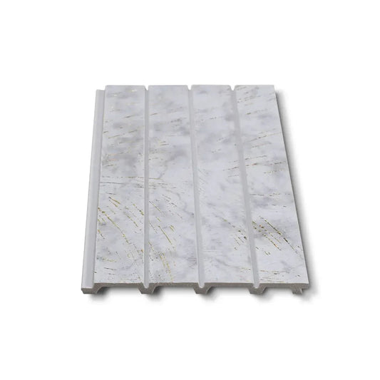 Panou decorativ, riflaj, polimer rigid, Naimeed D7623, Dimensiuni 270x16.5x1.1cm, Alb/Auriu